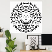 Bold Petal Wave Mandala with Radiating Loops Art Poster (Heimbüro)