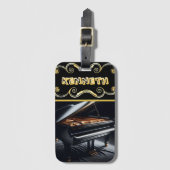 Bold Piano Art on Stylish Black Gepäckanhänger (Vorderseite Vertikal)