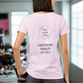 Bold Pink And Black Employee Name Business Logo T-Shirt