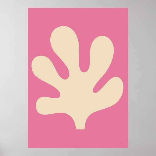 Bold Pink and Cream Abstract Coral Shape Preppy Poster (Vorne)