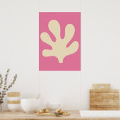Bold Pink and Cream Abstract Coral Shape Preppy Poster (Küche)