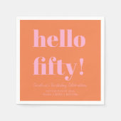 Bold Pink and Orange Modern 50th Birthday Custom Serviette (Vorderseite)