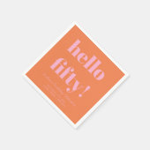 Bold Pink and Orange Modern 50th Birthday Custom Serviette (Ecke)