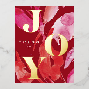 Bold Pink and Red Joliday Folien Feiertagspostkarte