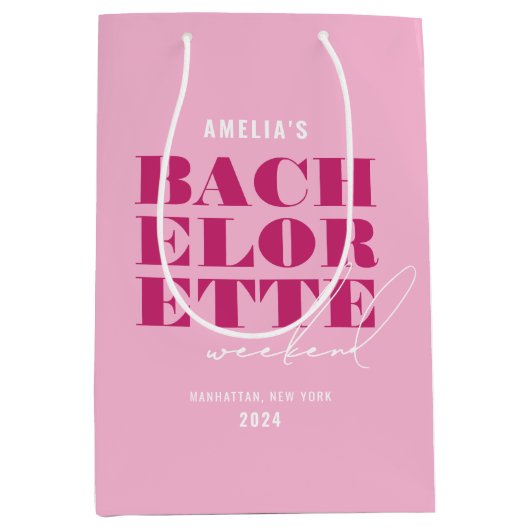 Bold Pink Bachelorette Weekend Mittlere Geschenktüte (Vorderseite)