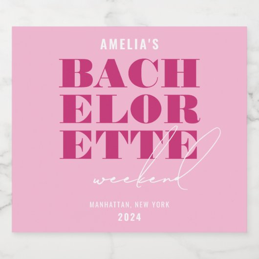 Bold Pink Bachelorette Weekend Schaumweinetikett (Einzelnes Label)