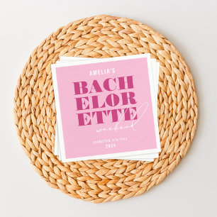 Bold Pink Bachelorette Weekend Serviette