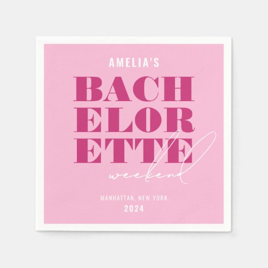Bold Pink Bachelorette Weekend Serviette (Vorderseite)