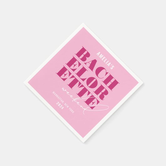 Bold Pink Bachelorette Weekend Serviette (Ecke)
