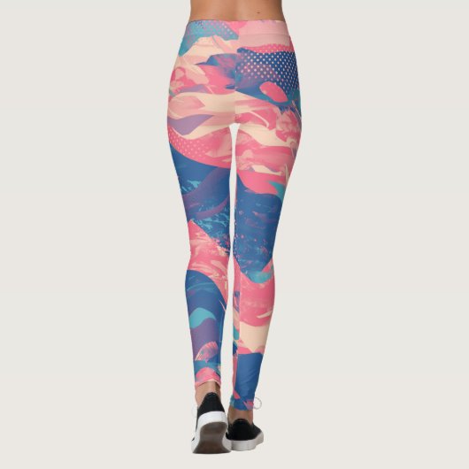 🎨 Bold Pink & Blue Abstract Pattern - Dynamic & F Leggings (Rückseite)