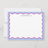 Bold Pink & Blue Striped Wavy Frame Note Card Einladung (Vorderseite)