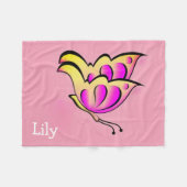  Bold pink butterfly - personalized  Fleecedecke (Vorderseite (Horizontal))