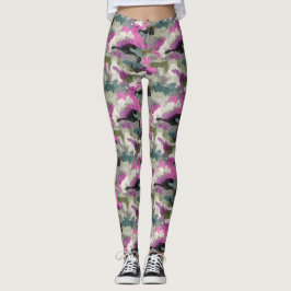 Bold Pink Camo Patterned Leggings