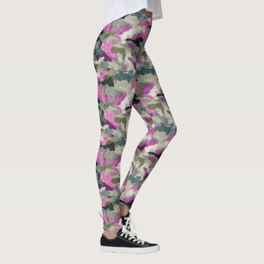 Bold Pink Camo Patterned  Leggings (Rechts)