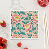 Bold Pink Chinoiserie Floral Paper Napkin Serviette (Beispiel)