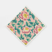 Bold Pink Chinoiserie Floral Paper Napkin Serviette (Ecke)