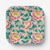 Bold Pink Chinoiserie Floral Pappteller (Vorderseite)
