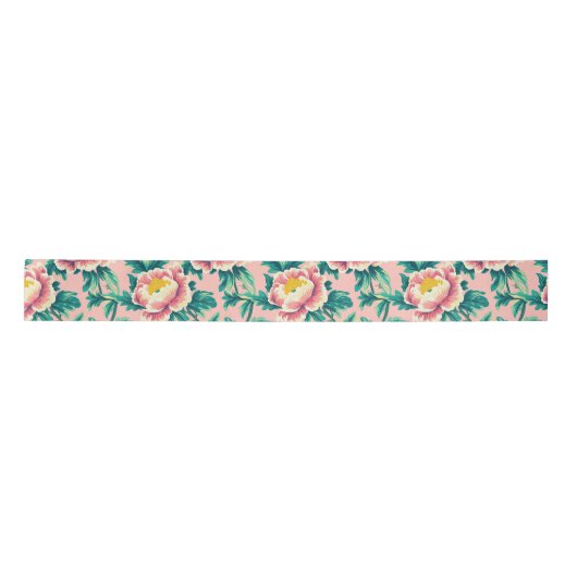 Bold Pink Chinoiserie Floral Satinband (Vorderseite)