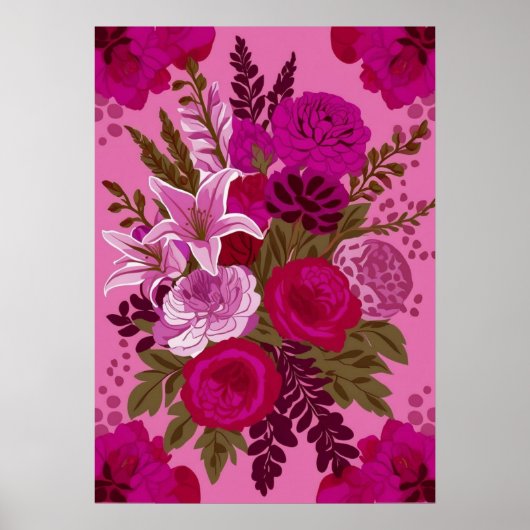 Bold Pink Floral Bouquet Ar Poster (Vorne)