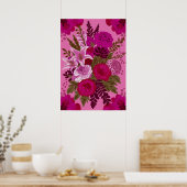 Bold Pink Floral Bouquet Ar Poster (Küche)