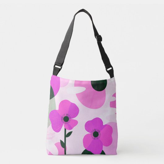 Bold Pink Floral Modern Tote Bag Tragetaschen Mit Langen Trägern (Vorderseite)
