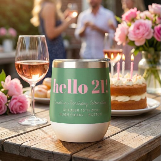 Bold Pink Green Modern 21st Birthday Custom 