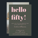 Bold Pink Green Modern 50. Geburtstag Foto Einladung<br><div class="desc">Fette Typografie Rosa und Waldgrün Moderne 50. Geburtstag Einladung mit Ihrem Foto</div>