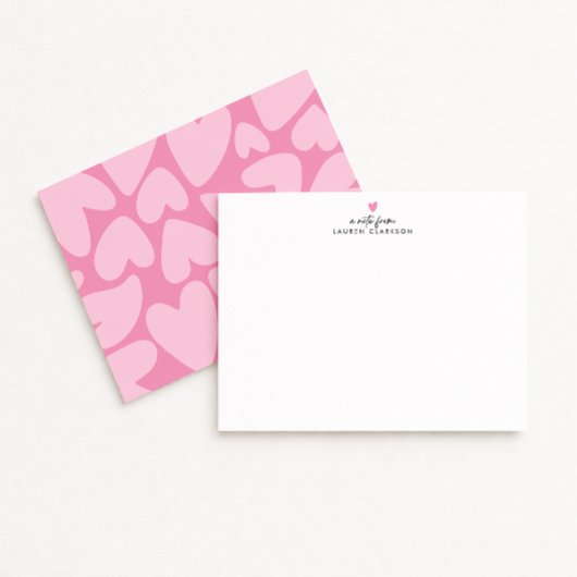 Bold Pink Hearts Note Card Einladung