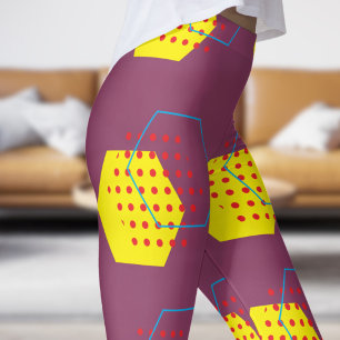 Bold Pink Honey Harvest Pattern Leggings