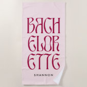 Bold Pink Magenta Typografy Bachelorette Bride Strandtuch (Vorderseite)