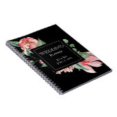 Bold Pink Magnolia on Black Wedding Planner Notizblock (Rechte Seite)