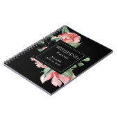Bold Pink Magnolia on Black Wedding Planner Notizblock (Linke Seite)