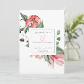 Bold Pink Magnolia - Schöne Blumenhochzeit Ankündigung (Stehend Vorderseite)