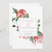 Bold Pink Magnolia - Schöne Blumenhochzeit Ankündigung (Vorne/Hinten)