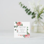 Bold Pink Magnolia Wedding Website UAWG Quadratische Visitenkarte (Stehend Vorderseite)