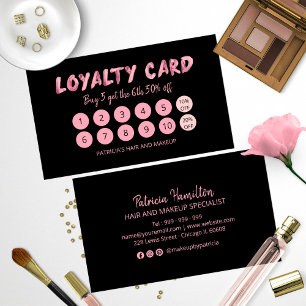 Bold Pink Makeup Artist Hair Salon 10 Loyalty Card Visitenkarte