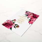 Bold Pink Modern Peony Blume Chic Wedding Folieneinladung (Gedreht)