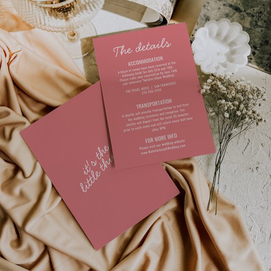 Bold Pink Modern Whimsical Wedding Details Begleitkarte
