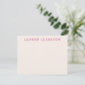 Bold Pink Name Note Card Save The Date (Stehend Vorderseite)