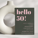 Bold Pink Olive Sage Moderne 50. Geburtstagsparty Einladung<br><div class="desc">Fette Typografie Rosa und Olive Sage Green Moderne 50. Geburtstagseinladung</div>