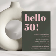 Bold Pink Olive Sage Moderne 50. Geburtstagsparty
