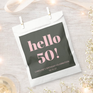 Bold Pink Olive Sage Moderne 50. Geburtstagsparty Geschenktütchen