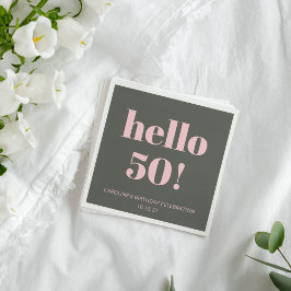 Bold Pink Olive Sage Moderne 50. Geburtstagsparty Serviette