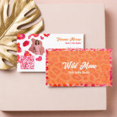 Bold Pink Orange Cheetah Leopard Print QR Code Visitenkarte