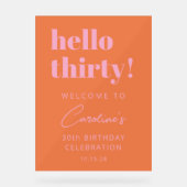 Bold Pink Orange Modern Birthday Welcome Sign Acrylschild (Vorderseite)