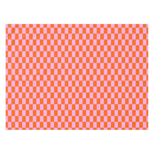 Bold Pink Orange Modern Geometric Check Pattern Tischdecke (Vorderseite (Horizontal))