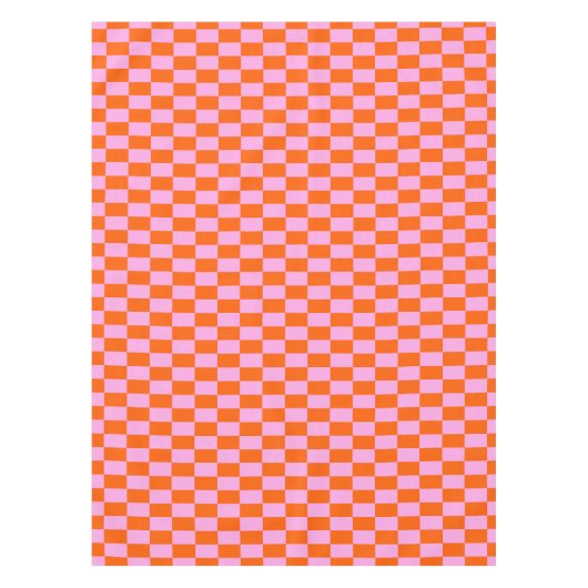 Bold Pink Orange Modern Geometric Check Pattern Tischdecke (Vorderseite)
