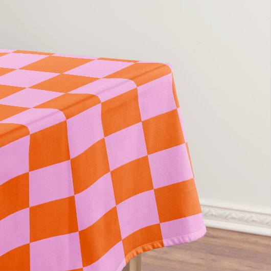 Bold Pink Orange Modern Geometric Check Pattern Tischdecke (Beispiel)