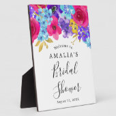 Bold Pink Purple Blue Floral Bridal Shower Welcome Fotoplatte (Seite)