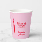 Bold Pink & Red 2024 Grad Tassel Abschluss Pappbecher (Vorderseite)